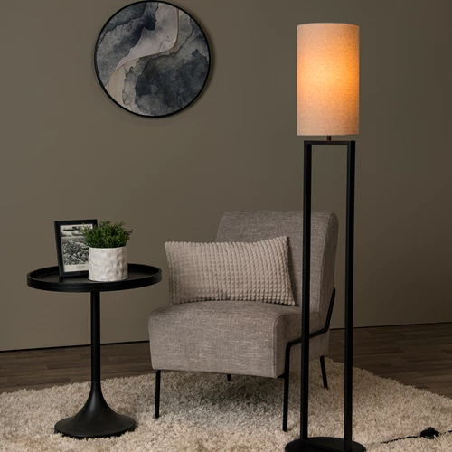 Lucide HERMAN - Lámpara de suelo - Ø 26 cm - 1xE27 - Beige - ambiente 1